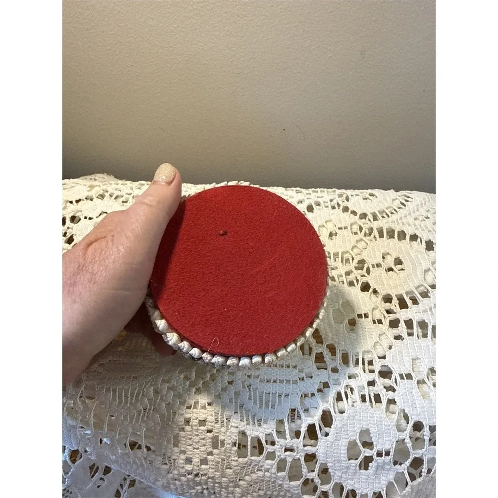 Vintage Seashell Round Trinket Jewelry Treasure Box Lid Beach Coastal